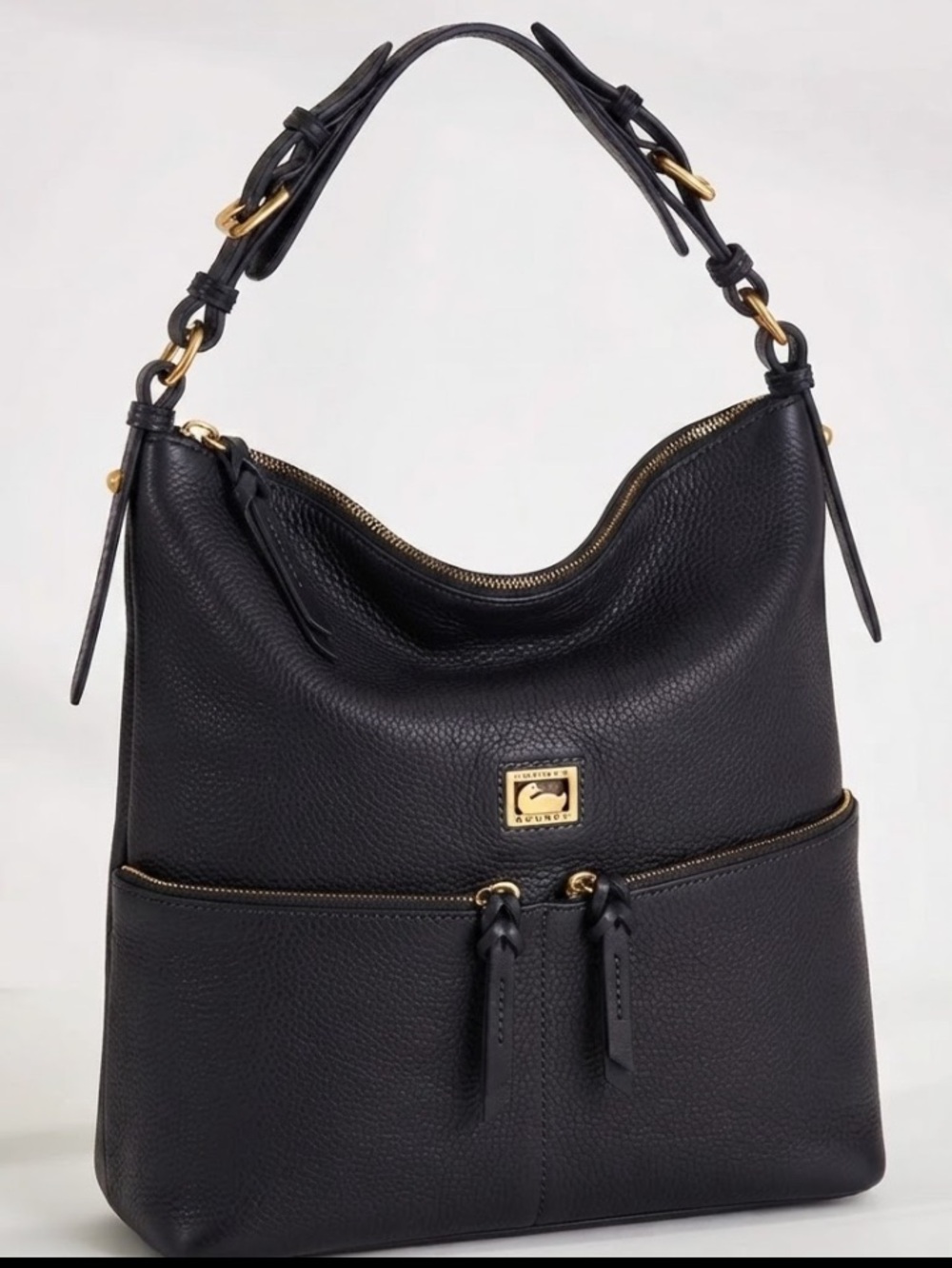 Dooney & Bourke Black Pebbled Leather Hobo Bag